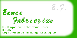 bence fabriczius business card